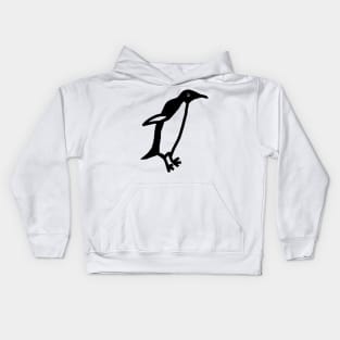 Cute Jumping Penguin Black Line Drawing Doodle Animals Kids Hoodie